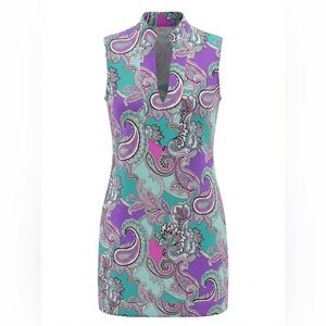 JUDE CONNALLY Kristen Shift Dress Paisley Sleeveless Purple Pink Green